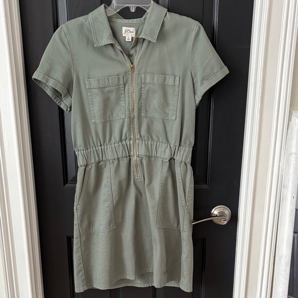 J. Crew Olive Cargo Mini Dress with Pockets